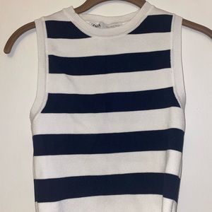 Navy white stripe Zara crop